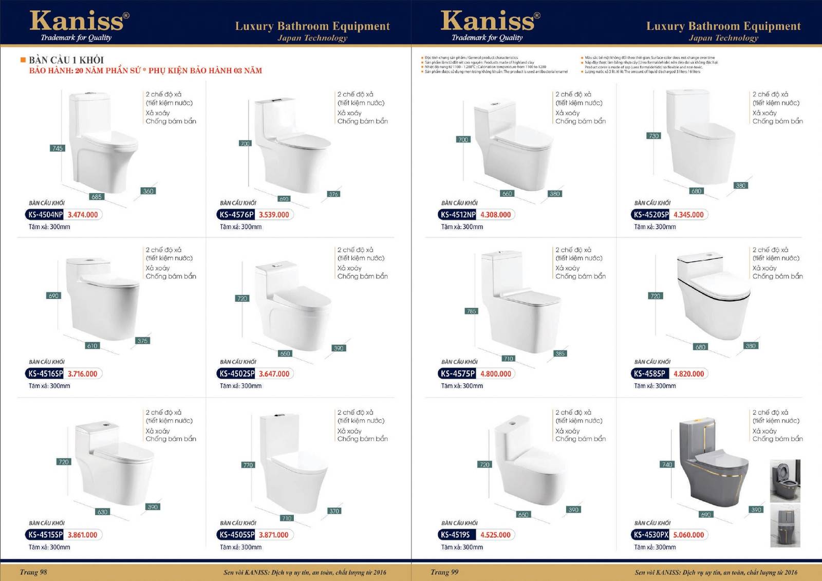 Catalogue và Bảng giá Thiết bị vệ sinh KANISS mới nhất /Page 50